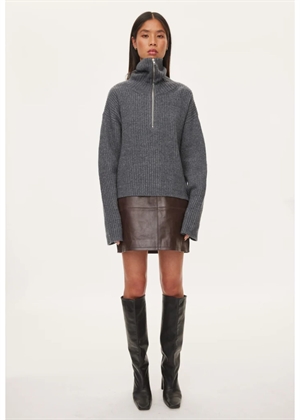 Fave zip knit Dark Grey Melange Oval Square 
